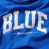 Blauer, schwerer French-Terry-Hoodie mit Logo