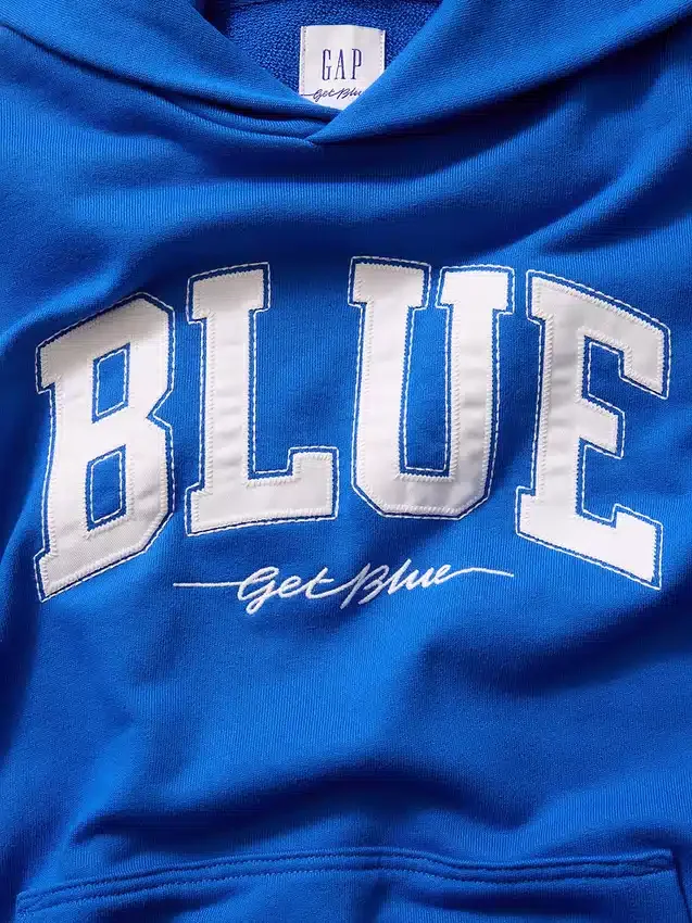 Blauer, schwerer French-Terry-Hoodie mit Logo