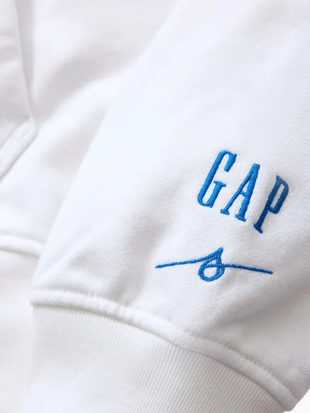 Blauer, schwerer French-Terry-Hoodie mit Logo