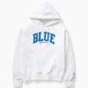 Blauer, schwerer French-Terry-Hoodie mit Logo