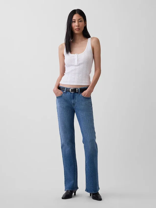 Bootcut-Jeans mit mittlerer Leibhöhe und lockerer Passform