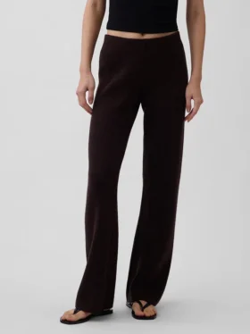 Bootcut-Pullover-Hose aus Baumwollmischung mit niedriger Leibhöhe