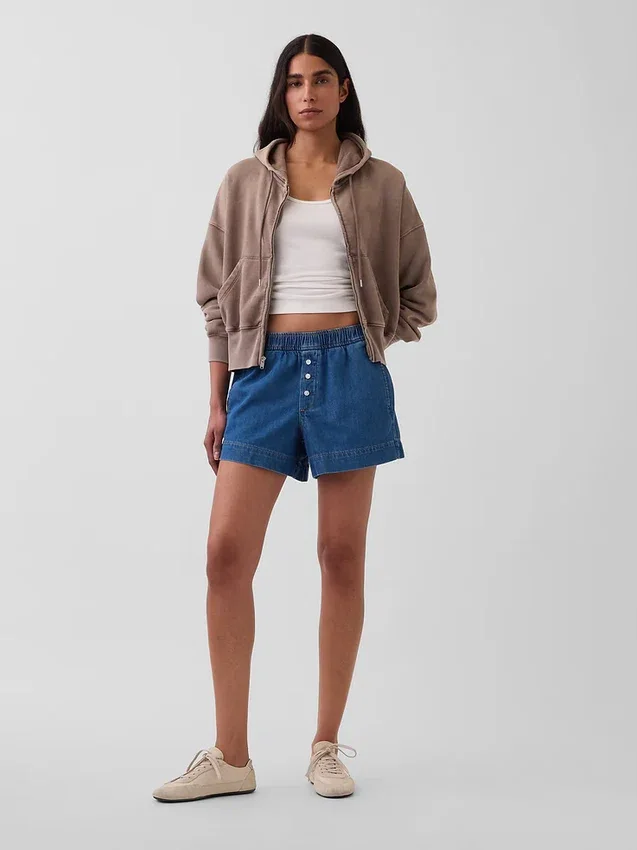 Boxershorts aus ultraweichem Denim mit mittlerer Leibhöhe