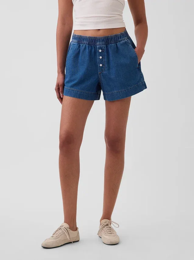 Boxershorts aus ultraweichem Denim mit mittlerer Leibhöhe