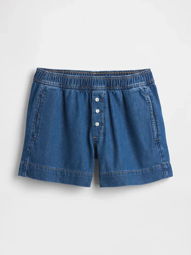 Boxershorts aus ultraweichem Denim mit mittlerer Leibhöhe