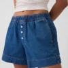 Boxershorts aus ultraweichem Denim mit mittlerer Leibhöhe