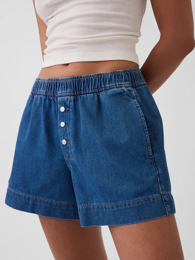 Boxershorts aus ultraweichem Denim mit mittlerer Leibhöhe