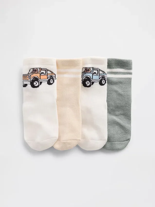 Brannan-Bär- und Streifen-Socken für Baby & Kleinkind (4er-Pack)