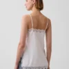 Cami aus Leinenmischung mit Spitzenbesatz