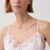 Cami aus Leinenmischung mit Spitzenbesatz