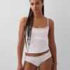 Cami-Top mit integrierten BH-Einsätzen aus Bio-Stretch-Baumwolle mit Spitzenbesatz