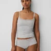 Cami-Top mit integrierten BH-Einsätzen aus Bio-Stretch-Baumwolle mit Spitzenbesatz