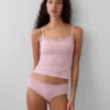 Cami-Top mit integrierten BH-Einsätzen aus Bio-Stretch-Baumwolle mit Spitzenbesatz