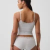 Cami-Top mit integrierten BH-Einsätzen aus Bio-Stretch-Baumwolle mit Spitzenbesatz