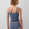 Cami-Top mit integrierten BH-Einsätzen aus Bio-Stretch-Baumwolle mit Spitzenbesatz
