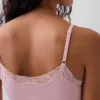 Cami-Top mit integrierten BH-Einsätzen aus Bio-Stretch-Baumwolle mit Spitzenbesatz