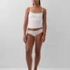 Cami-Top mit integrierten BH-Einsätzen aus Bio-Stretch-Baumwolle mit Spitzenbesatz
