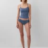 Cami-Top mit integrierten BH-Einsätzen aus Bio-Stretch-Baumwolle mit Spitzenbesatz