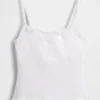 Cami-Top mit integrierten BH-Einsätzen aus Bio-Stretch-Baumwolle mit Spitzenbesatz