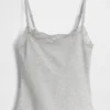 Cami-Top mit integrierten BH-Einsätzen aus Bio-Stretch-Baumwolle mit Spitzenbesatz
