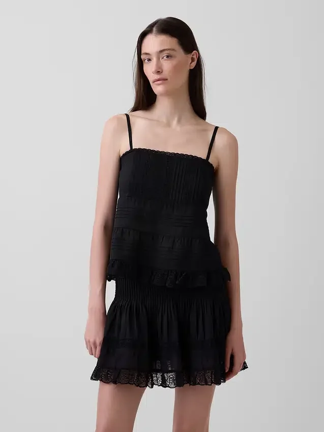 Cami-Top mit Spitzenbesatz