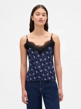 Cami-Top mit Spitzenbesatz