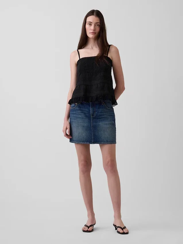 Cami-Top mit Spitzenbesatz