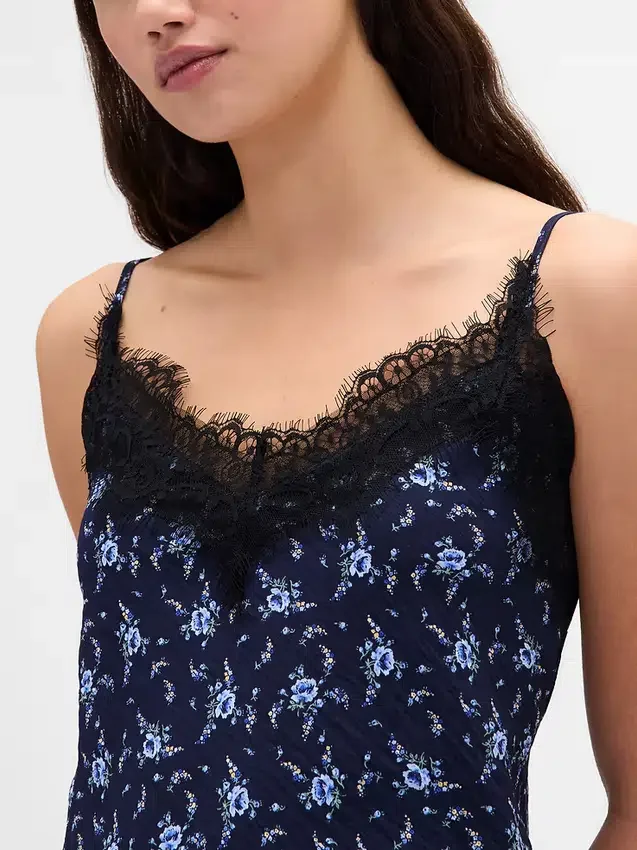 Cami-Top mit Spitzenbesatz