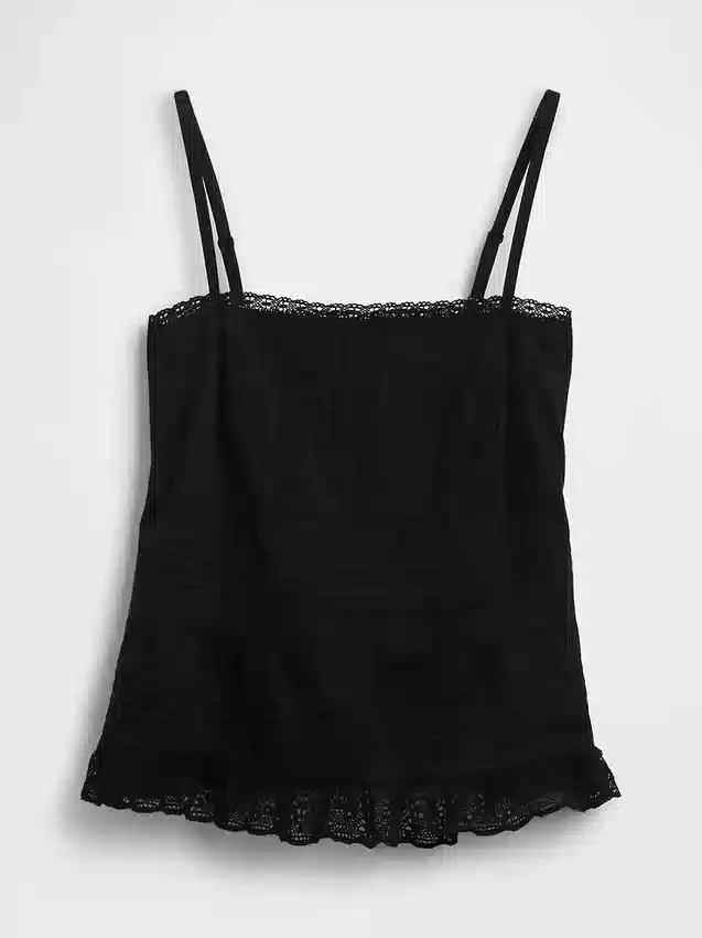 Cami-Top mit Spitzenbesatz