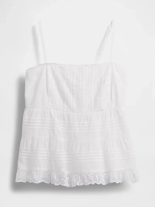 Cami-Top mit Spitzenbesatz
