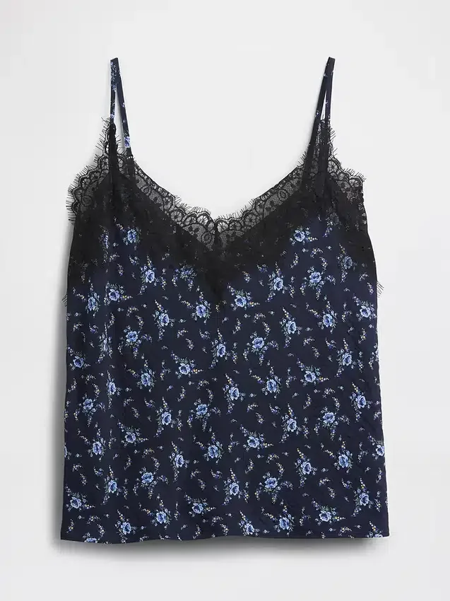 Cami-Top mit Spitzenbesatz