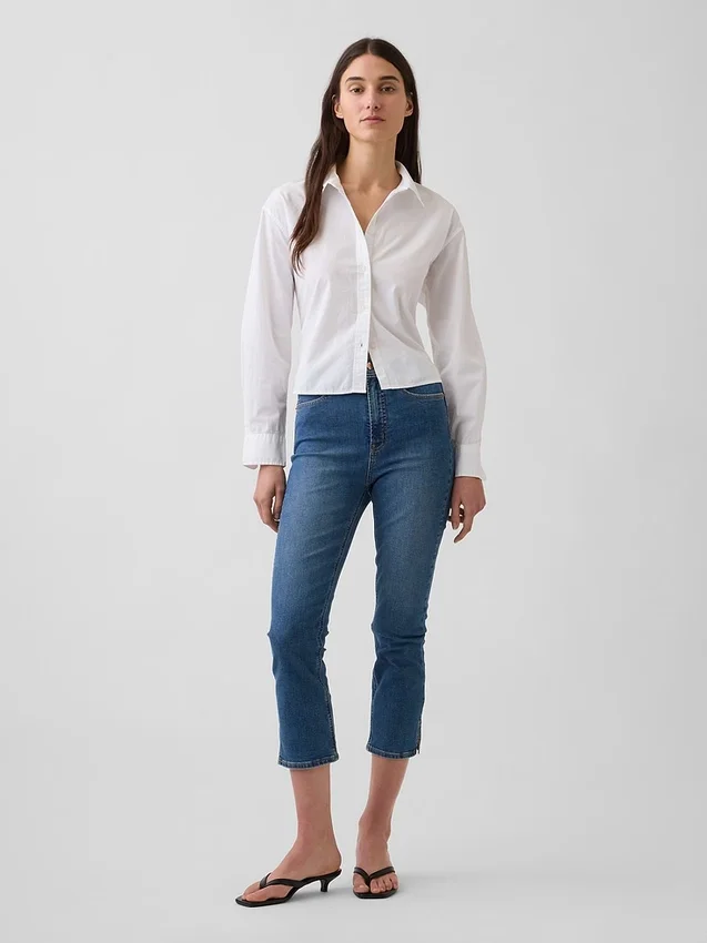 Capri-Jeans mit hoher Leibhöhe