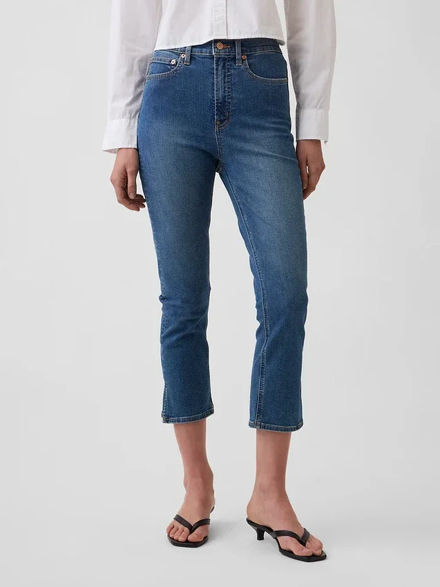 Capri-Jeans mit hoher Leibhöhe