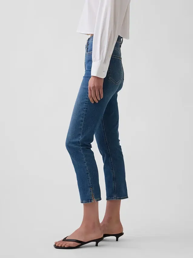Capri-Jeans mit hoher Leibhöhe