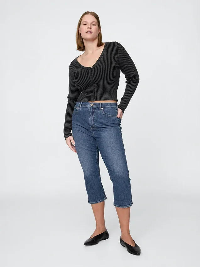 Capri-Jeans mit hoher Leibhöhe