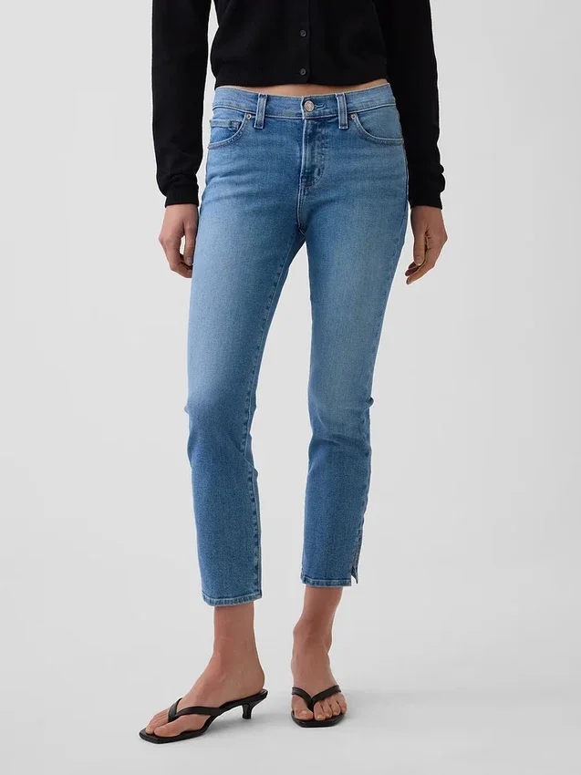 Capri-Jeans mit niedriger Leibhöhe