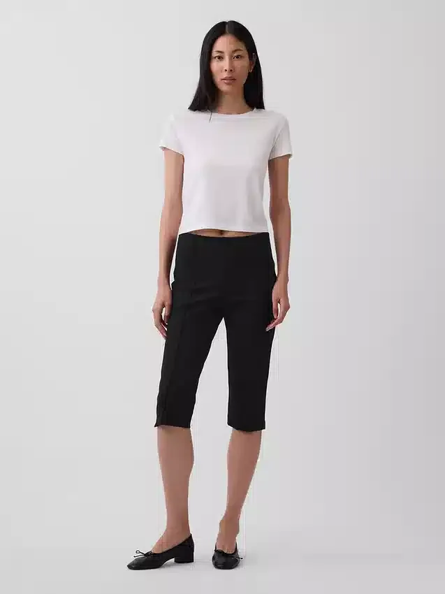 Caprihose mit hoher Leibhöhe aus Doppelstrick