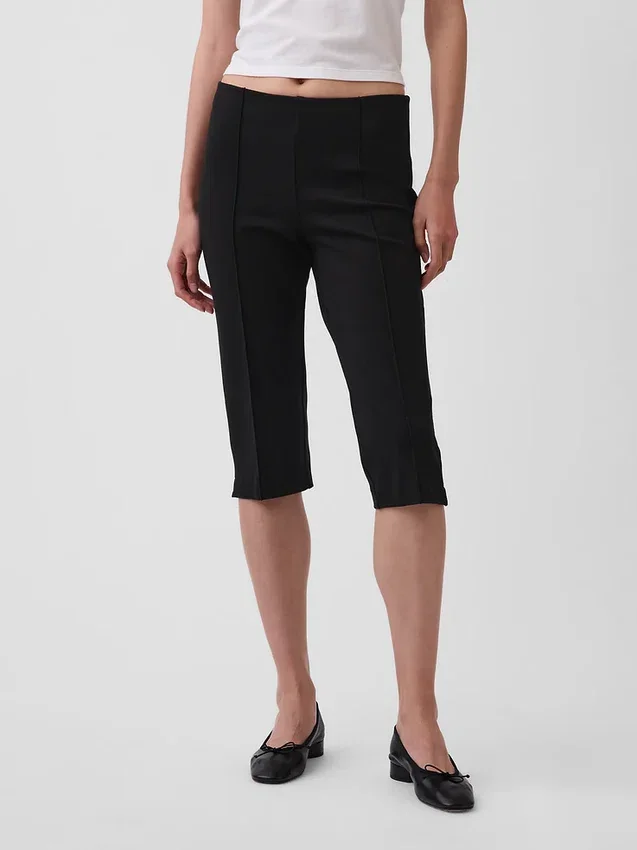 Caprihose mit hoher Leibhöhe aus Doppelstrick