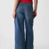Cargo-Jeans mit hoher Leibhöhe und weitem Bein