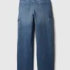 Cargo-Jeans mit hoher Leibhöhe und weitem Bein