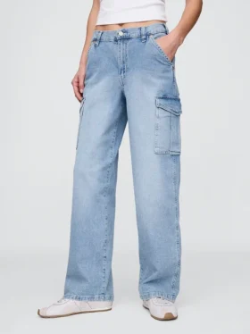 Cargo-Jeans mit mittlerer Leibhöhe im 90er-Jahre-Stil, locker geschnitten