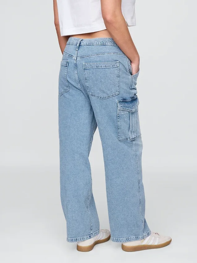 Cargo-Jeans mit mittlerer Leibhöhe im 90er-Jahre-Stil, locker geschnitten