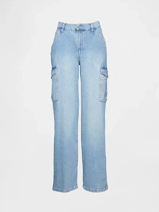 Cargo-Jeans mit mittlerer Leibhöhe im 90er-Jahre-Stil, locker geschnitten