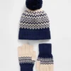 CashSoft Fair-Isle-Set aus Mütze und Handschuhen für Kinder