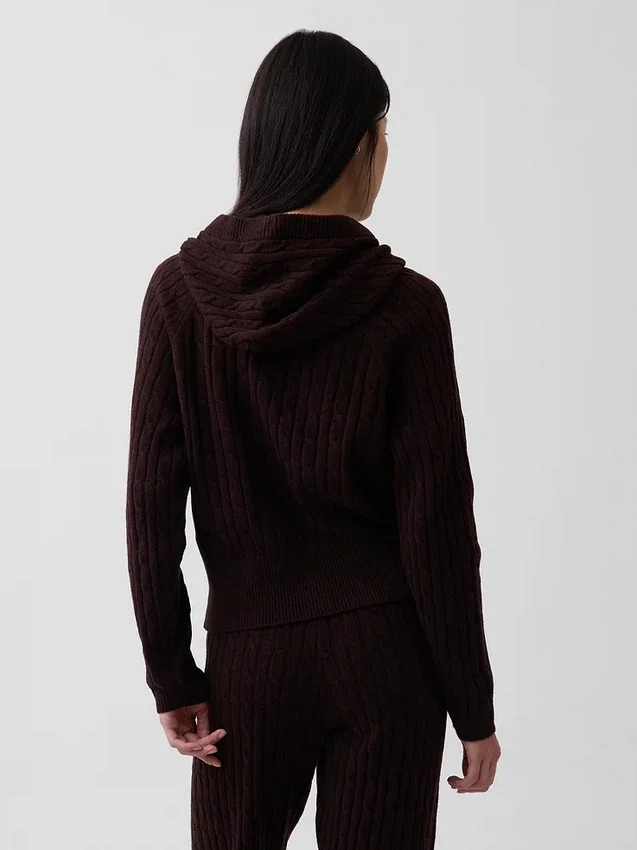 CashSoft-Hoodie mit lockerem Zopfmuster