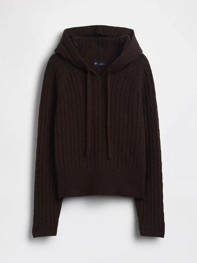 CashSoft-Hoodie mit lockerem Zopfmuster