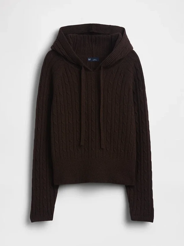 CashSoft-Hoodie mit lockerem Zopfmuster