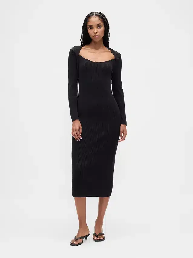 CashSoft-Midi-Pullover-Kleid mit Rippbündchen
