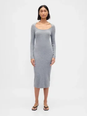 CashSoft-Midi-Pullover-Kleid mit Rippbündchen