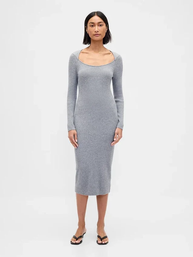 CashSoft-Midi-Pullover-Kleid mit Rippbündchen